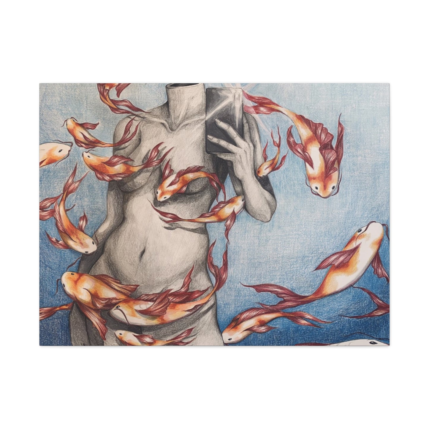 Artistic Fish-Themed Stretched Canvas