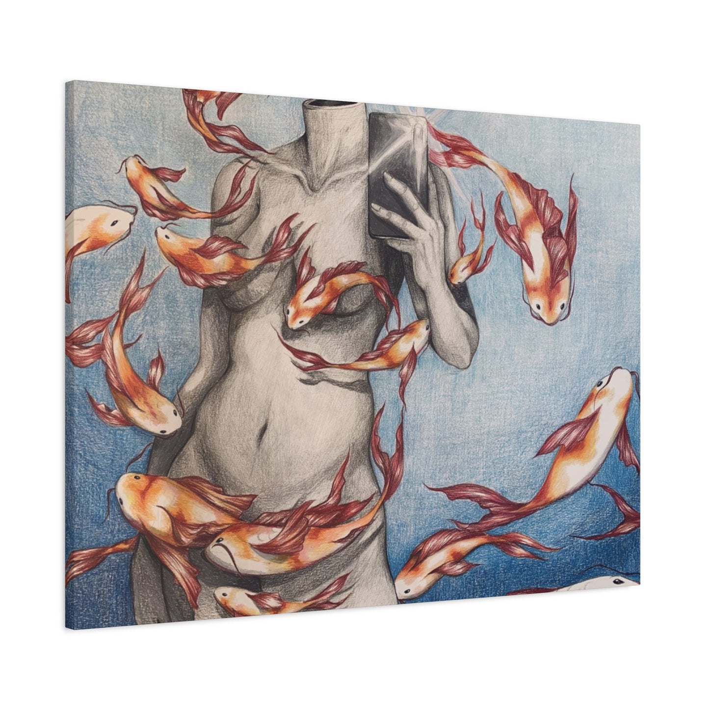 Artistic Fish-Themed Stretched Canvas