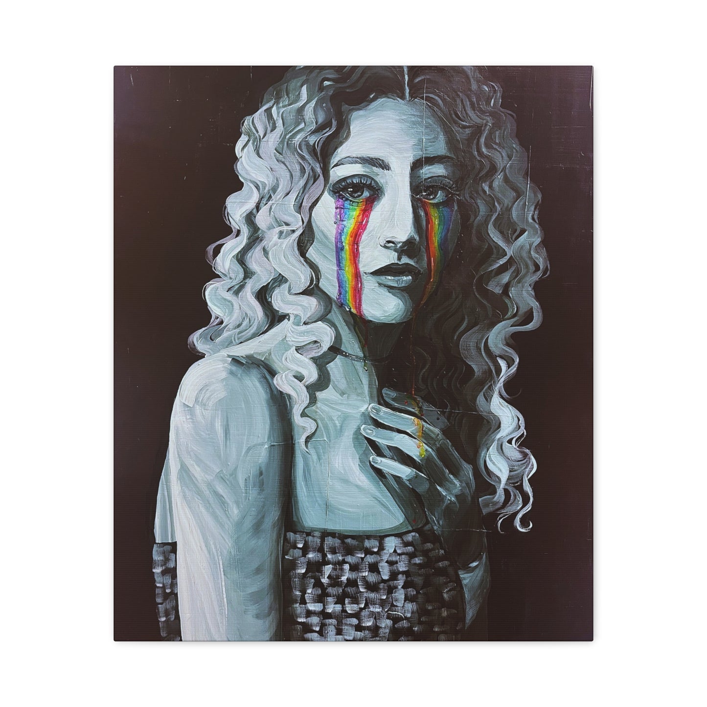 Emotional Art Canvas Print – Rainbow Tears Design