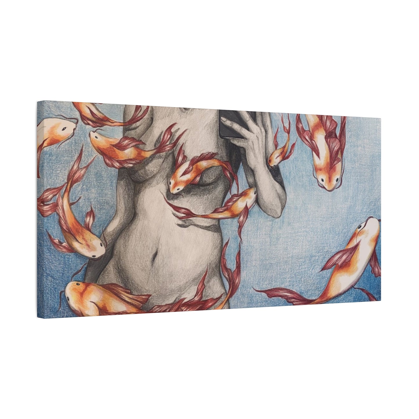 Artistic Fish-Themed Stretched Canvas