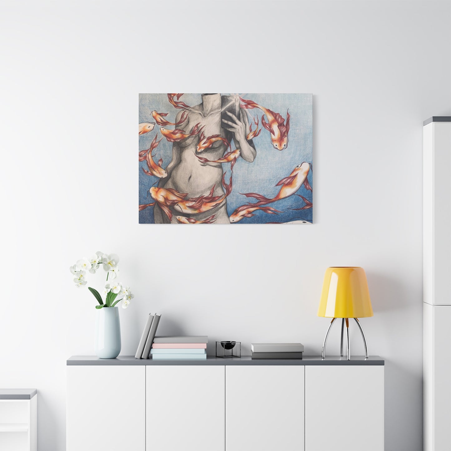 Artistic Fish-Themed Stretched Canvas