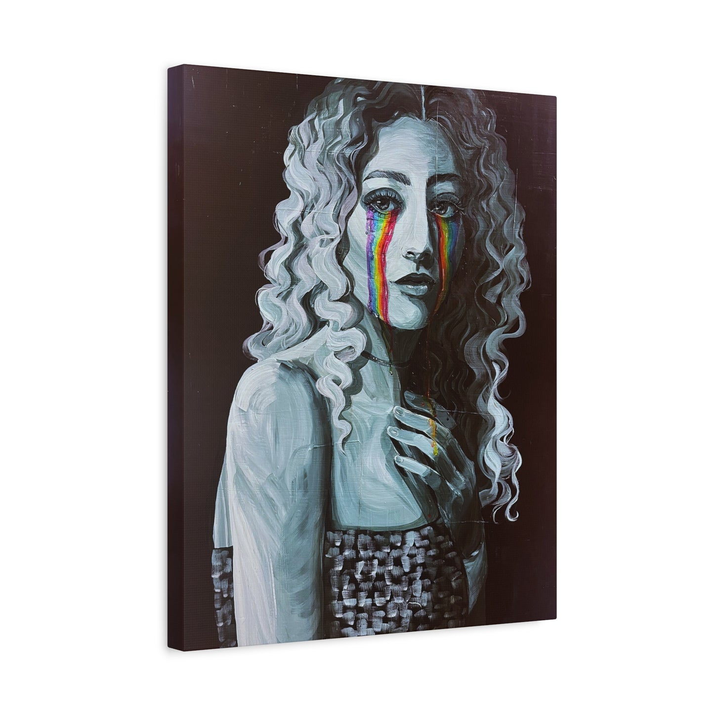 Emotional Art Canvas Print – Rainbow Tears Design