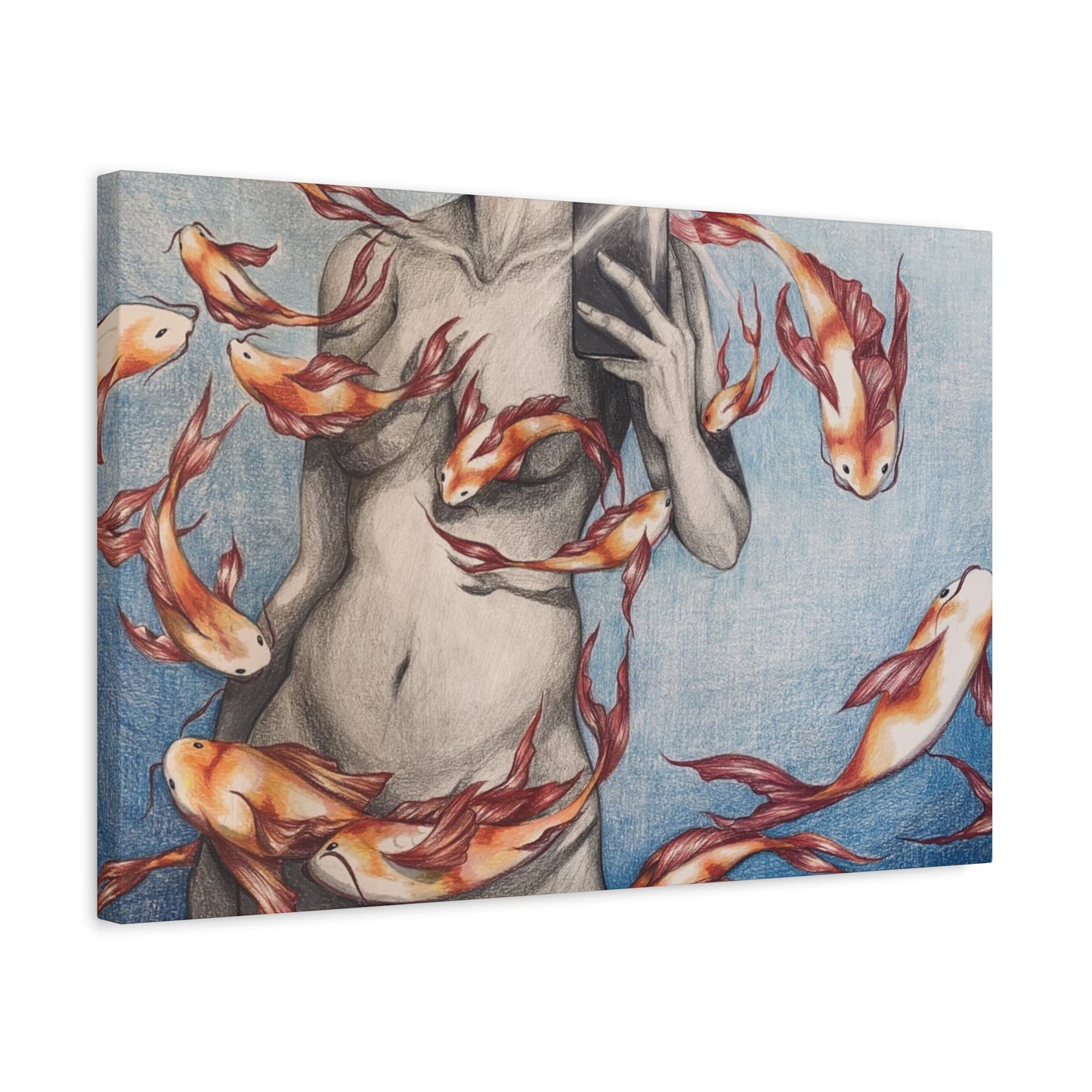 Artistic Fish-Themed Stretched Canvas