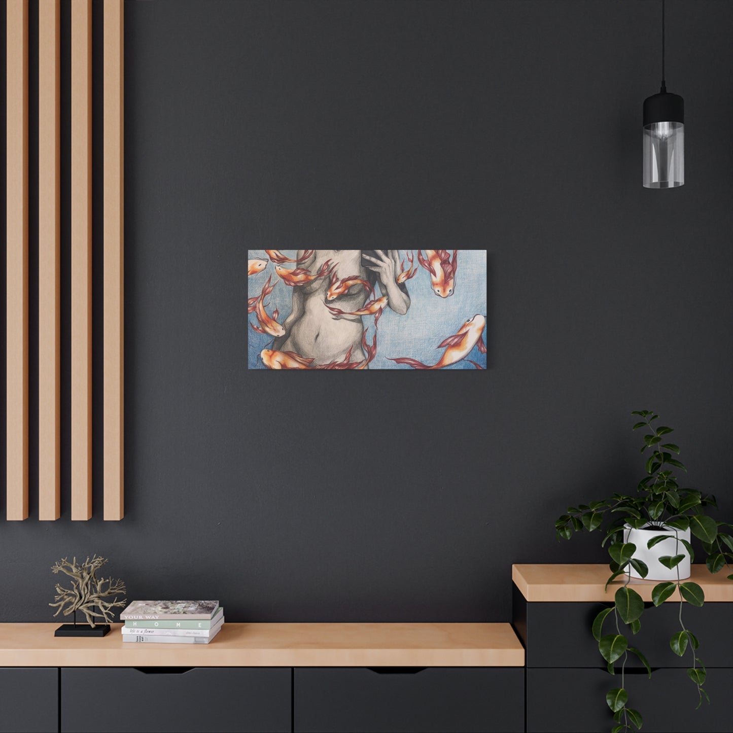 Artistic Fish-Themed Stretched Canvas