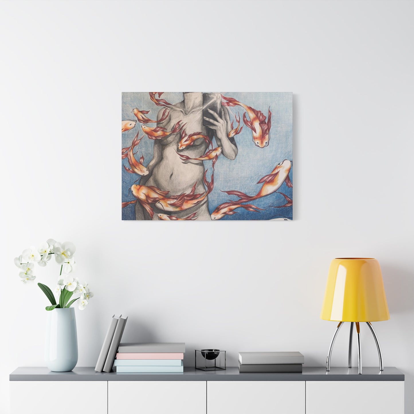 Artistic Fish-Themed Stretched Canvas