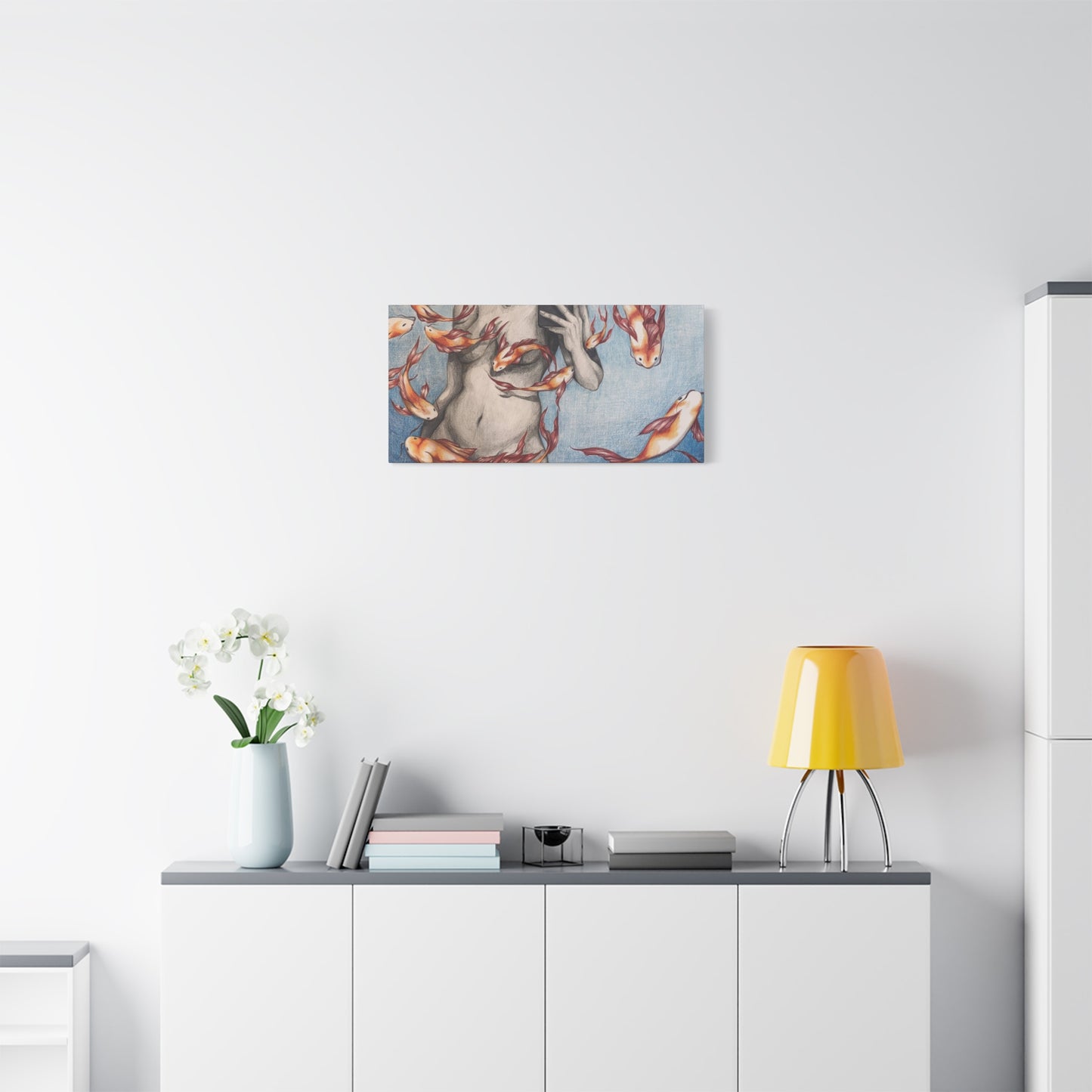 Artistic Fish-Themed Stretched Canvas