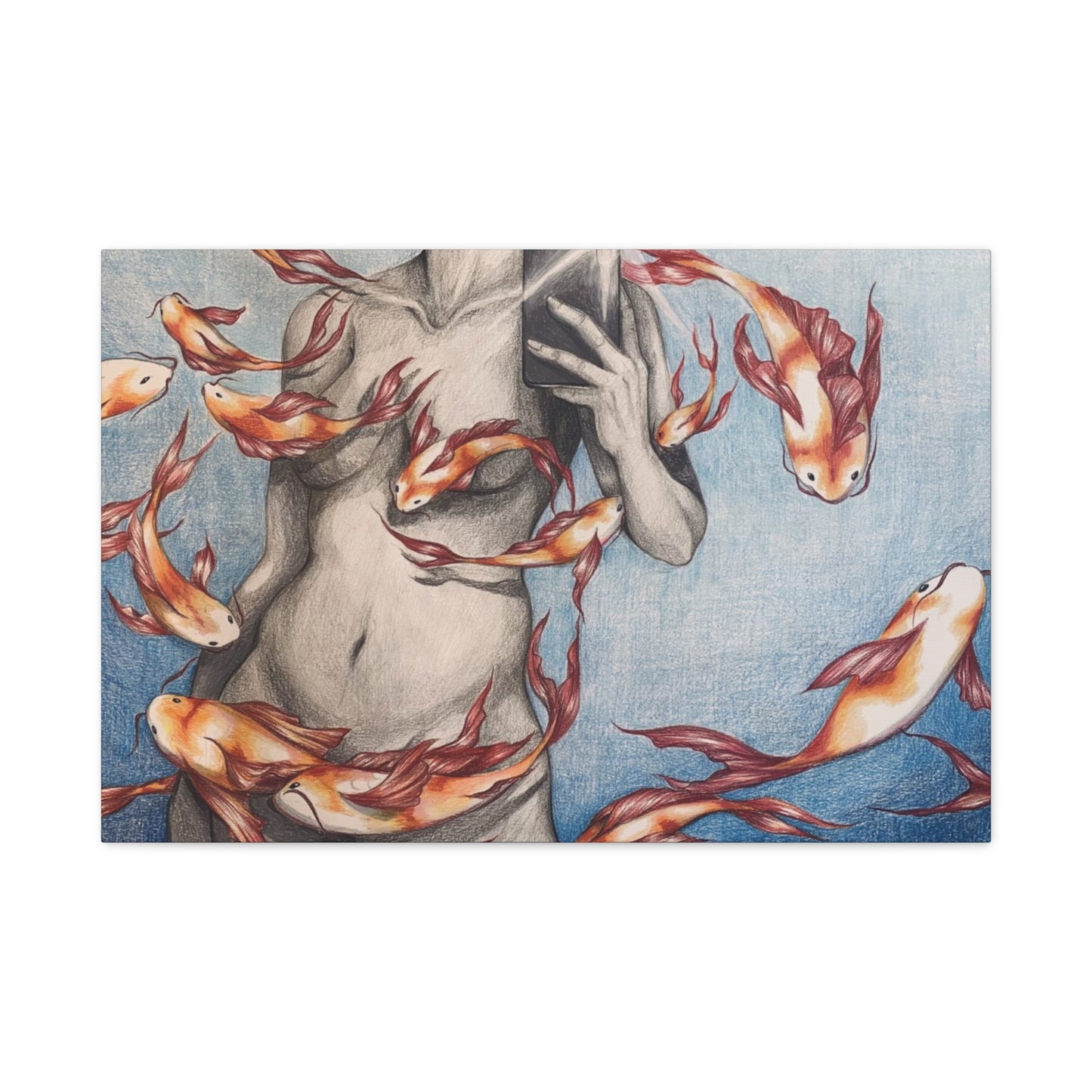 Artistic Fish-Themed Stretched Canvas