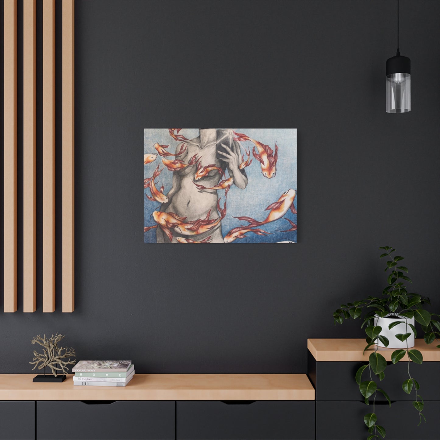 Artistic Fish-Themed Stretched Canvas