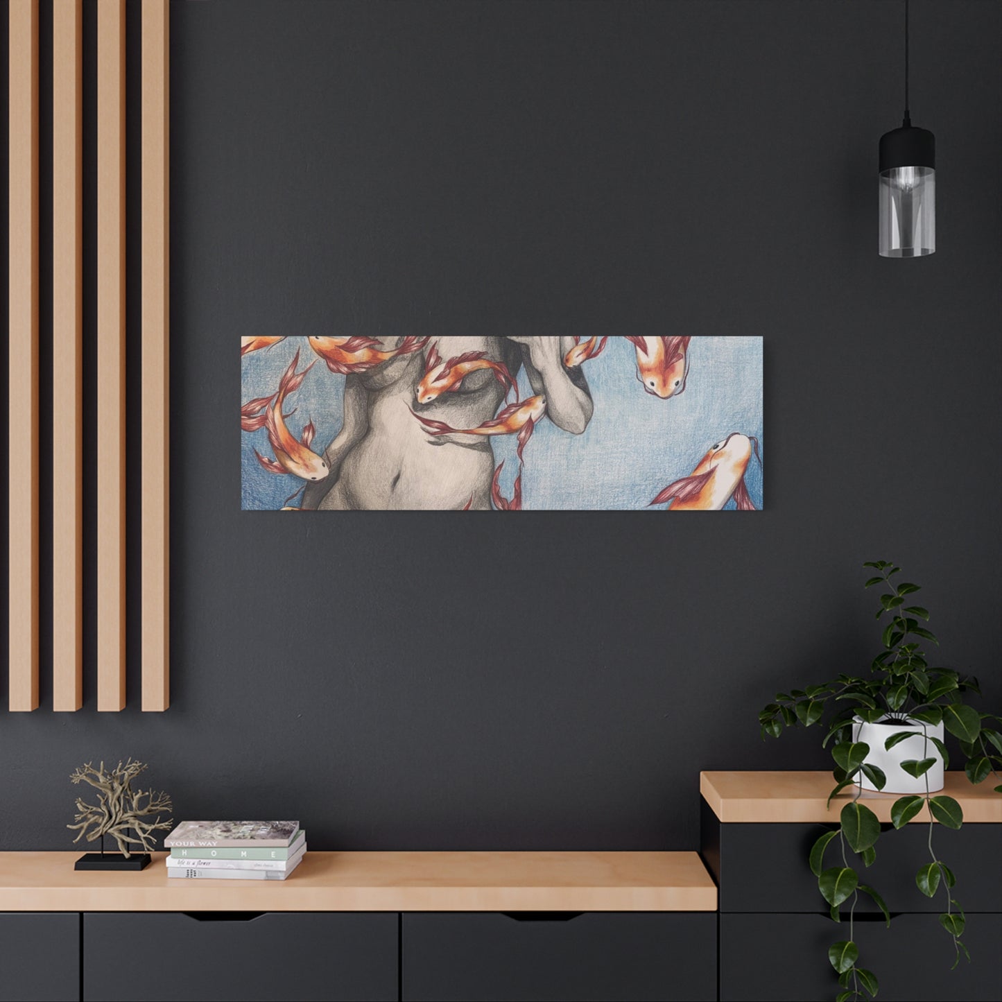 Artistic Fish-Themed Stretched Canvas