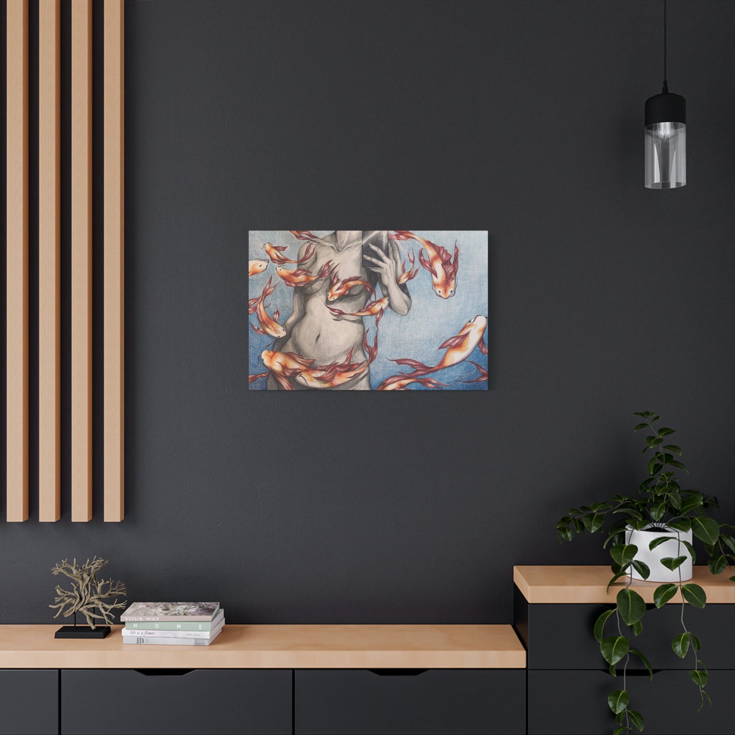 Artistic Fish-Themed Stretched Canvas
