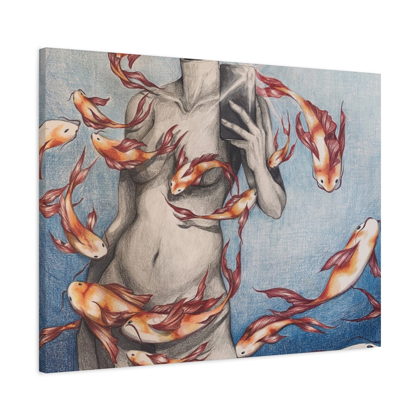 Artistic Fish-Themed Stretched Canvas