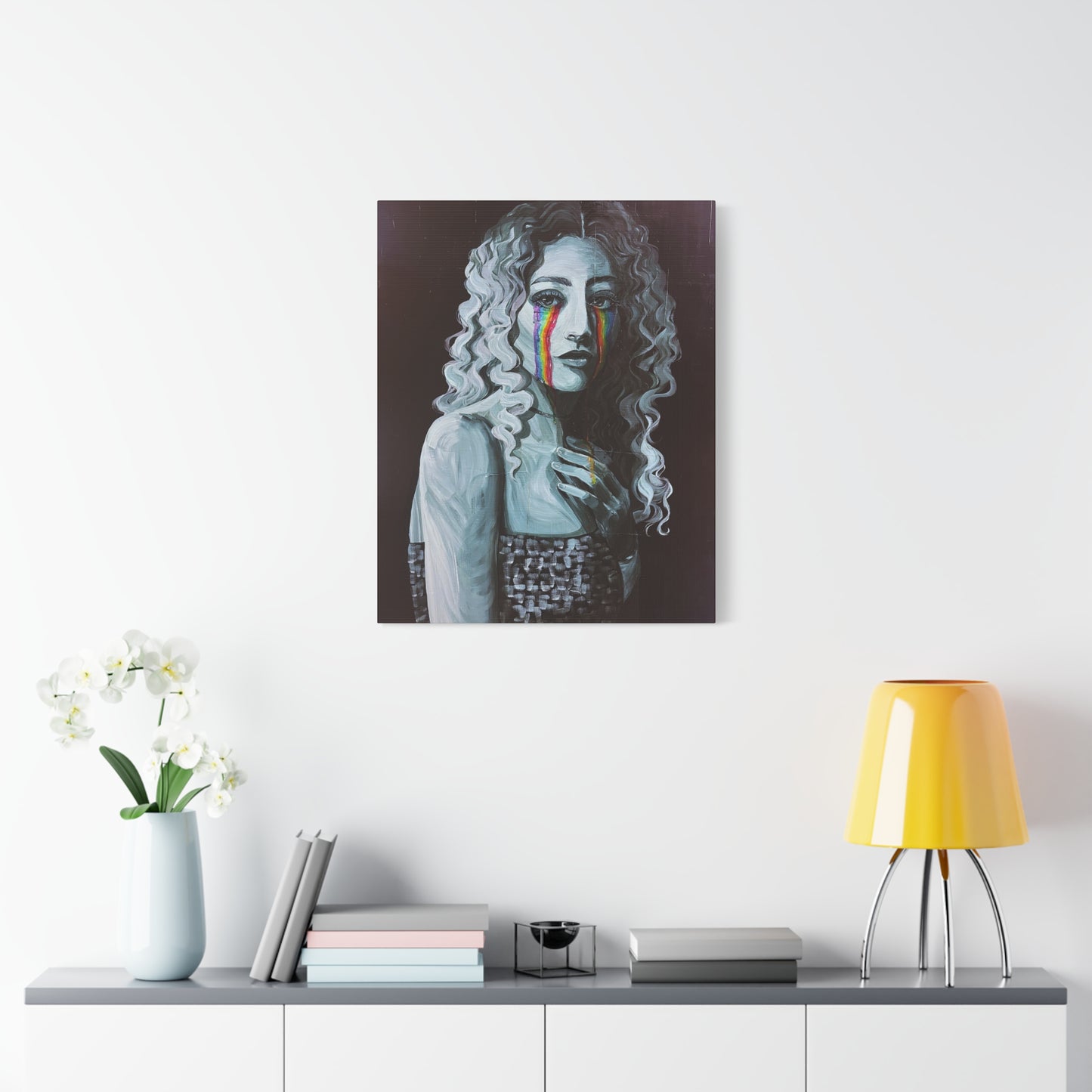 Emotional Art Canvas Print – Rainbow Tears Design