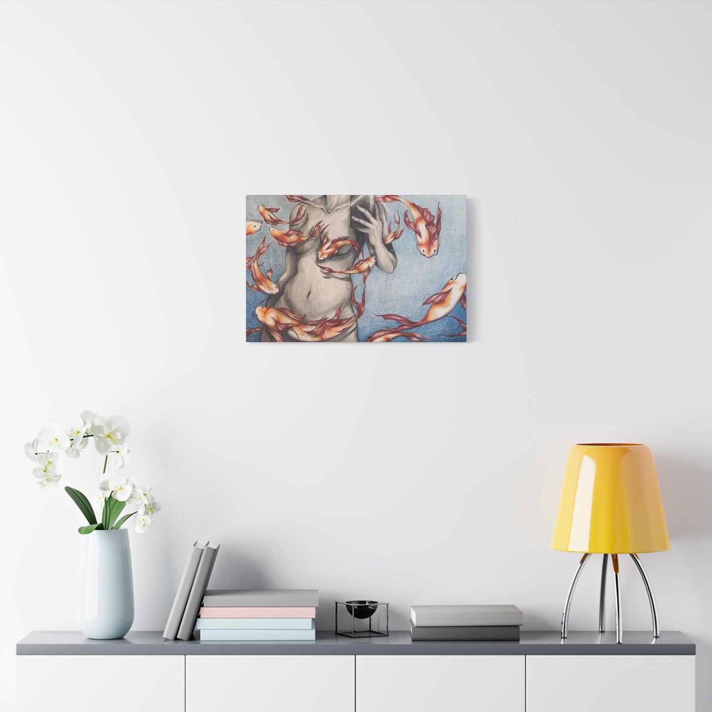 Artistic Fish-Themed Stretched Canvas