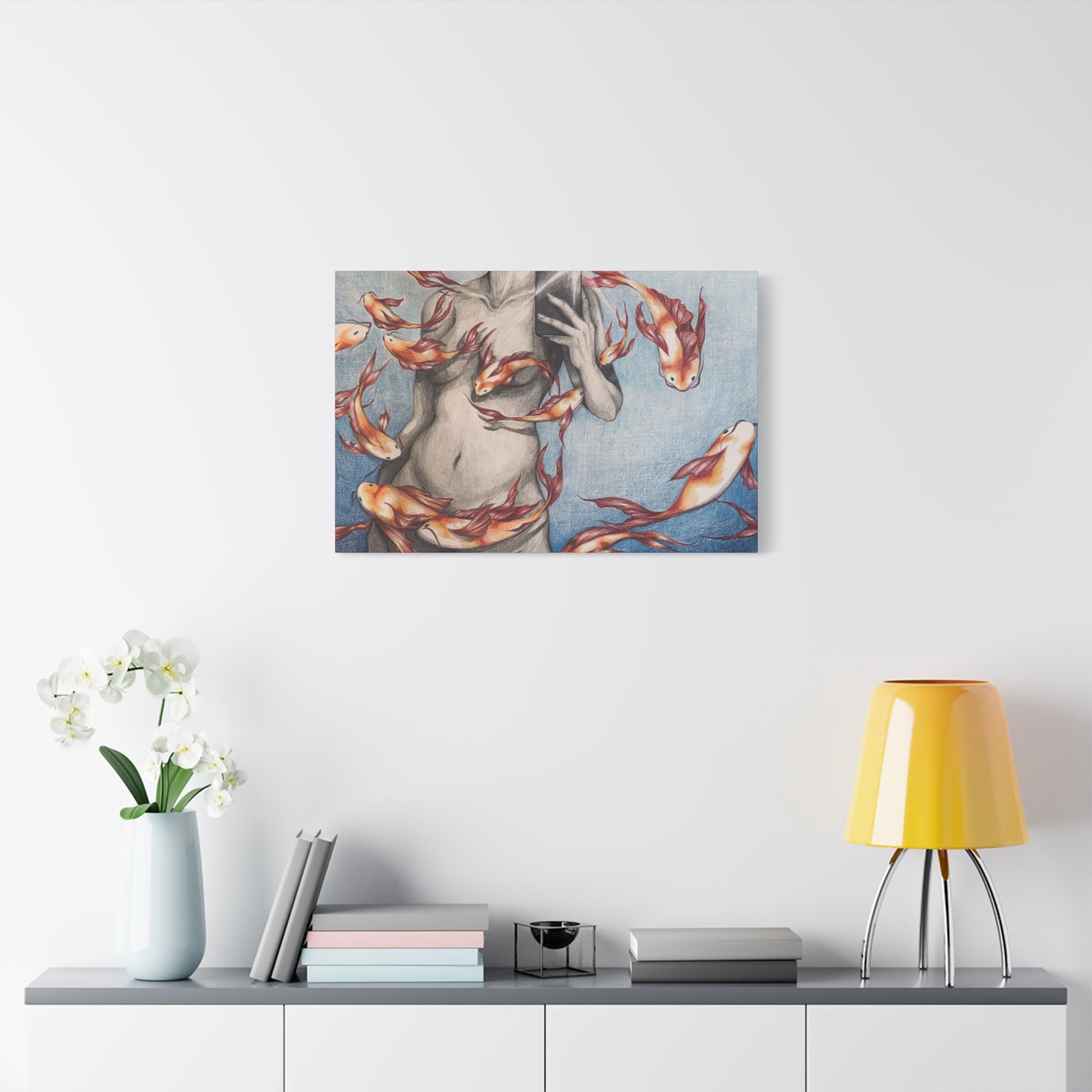 Artistic Fish-Themed Stretched Canvas
