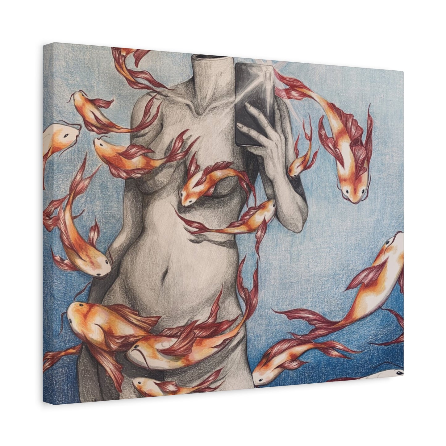 Artistic Fish-Themed Stretched Canvas