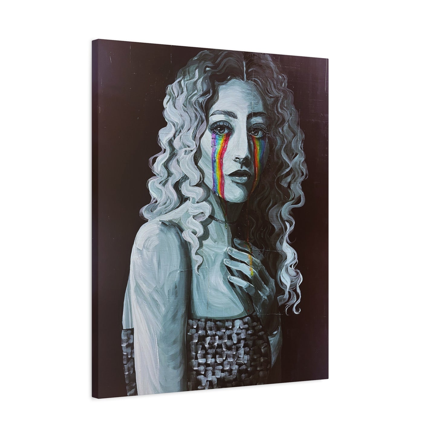Emotional Art Canvas Print – Rainbow Tears Design