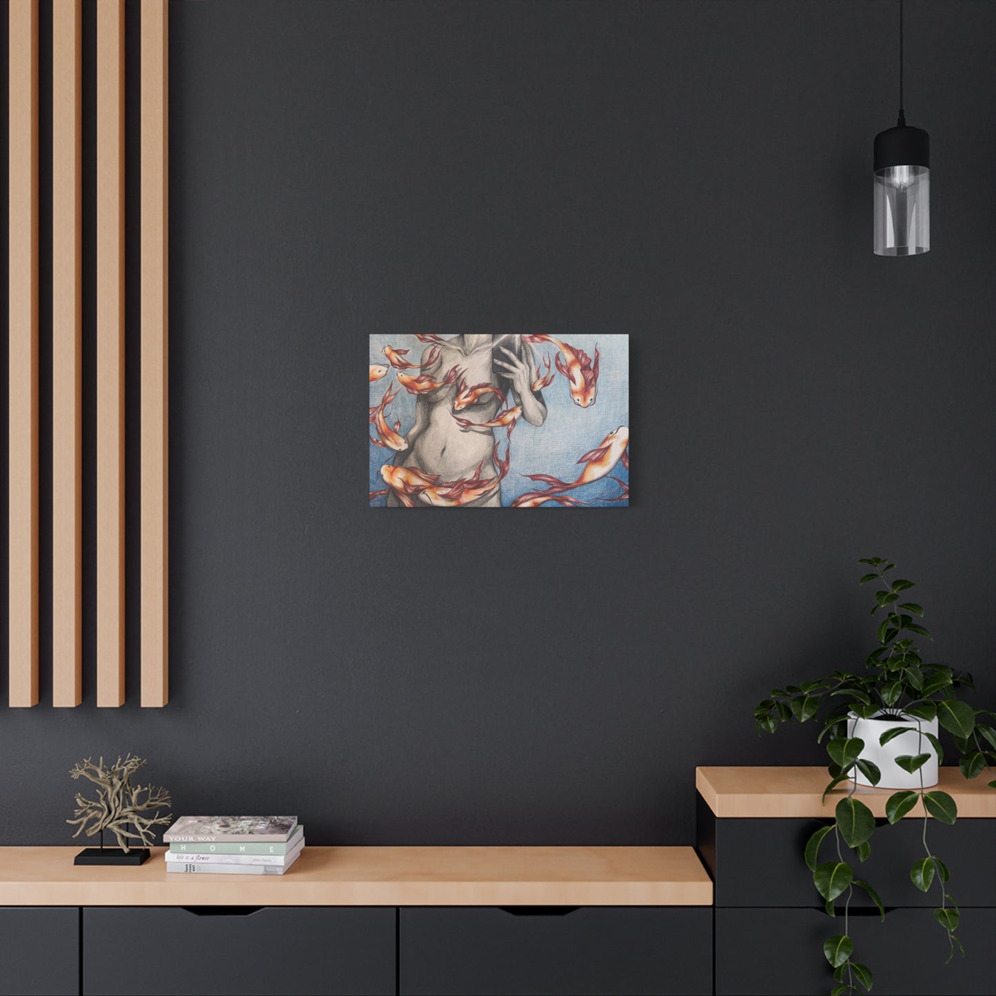 Artistic Fish-Themed Stretched Canvas