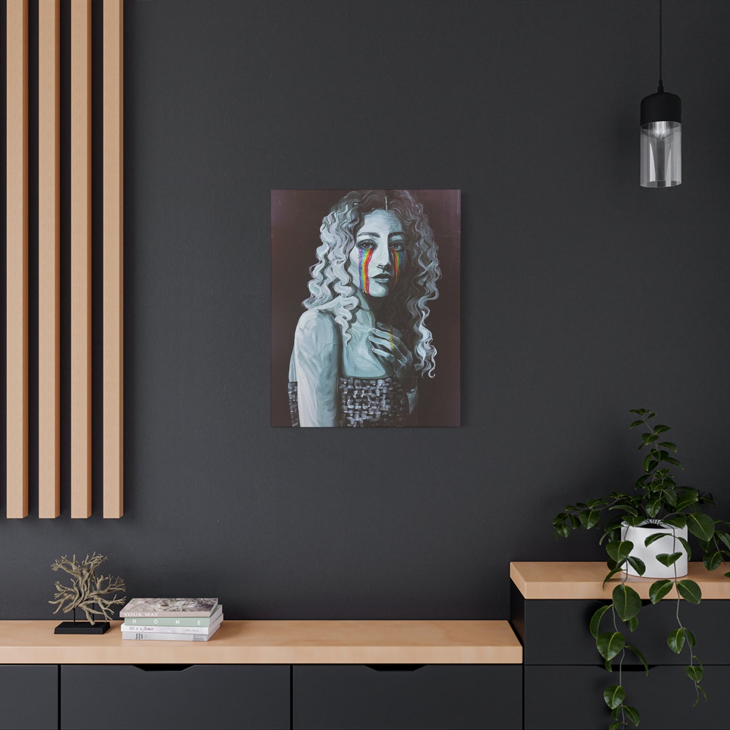 Emotional Art Canvas Print – Rainbow Tears Design