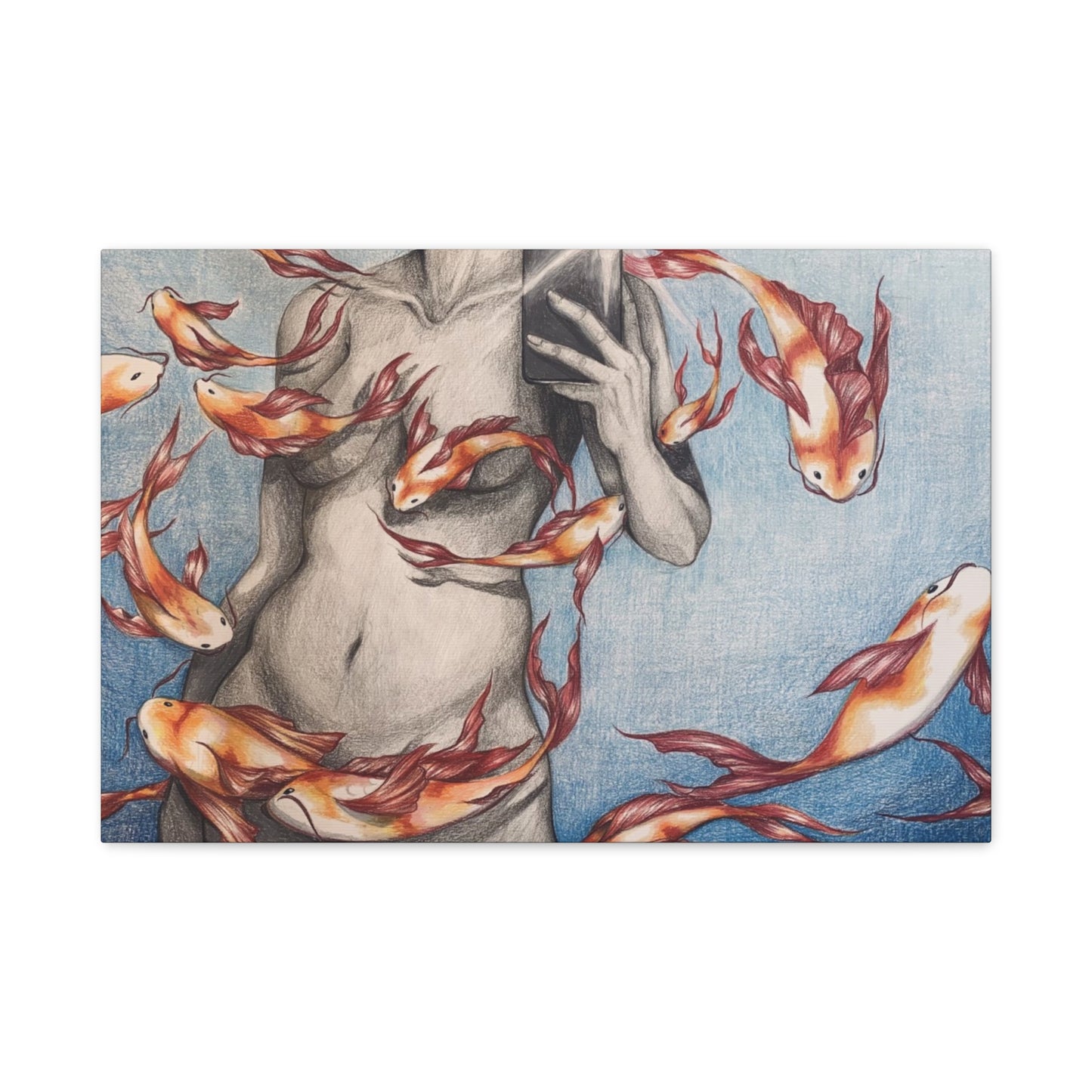 Artistic Fish-Themed Stretched Canvas