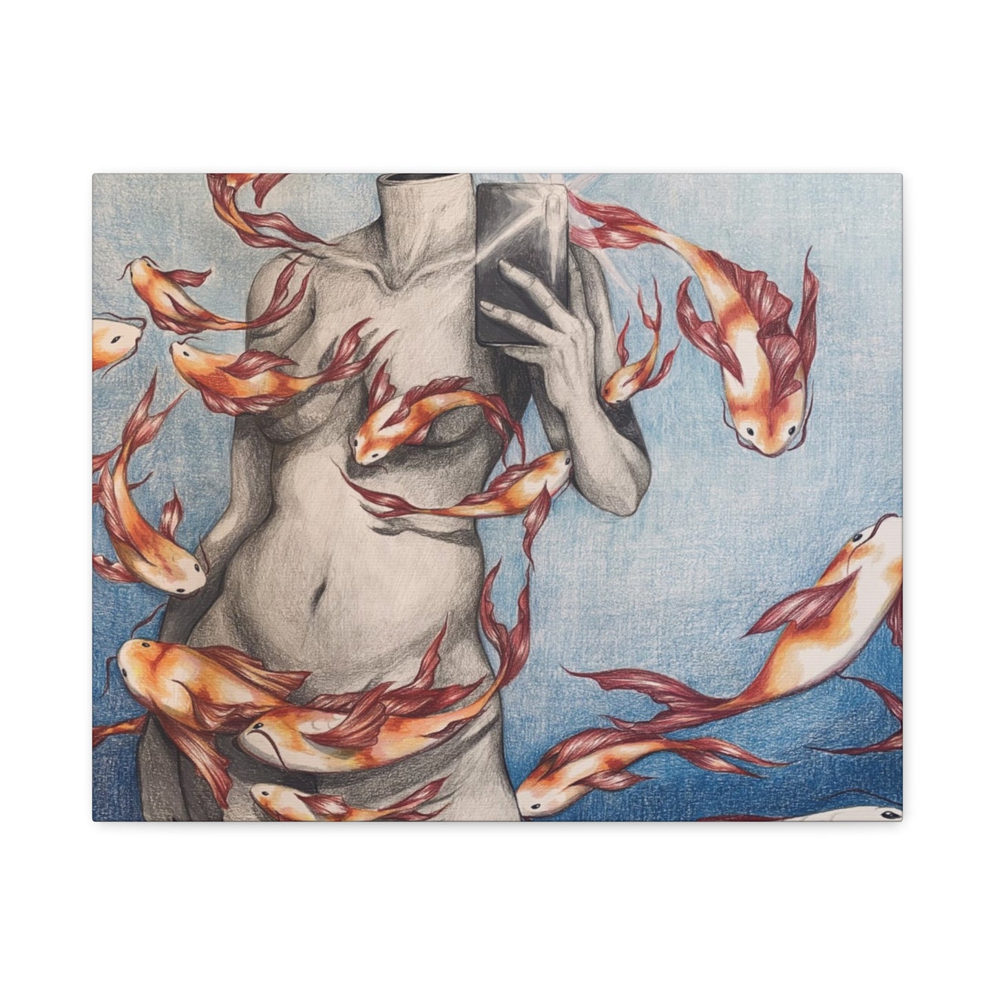 Artistic Fish-Themed Stretched Canvas