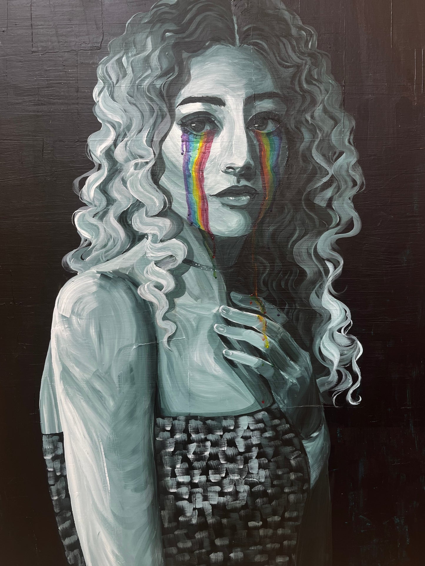 Rainbow tears acrylic painting