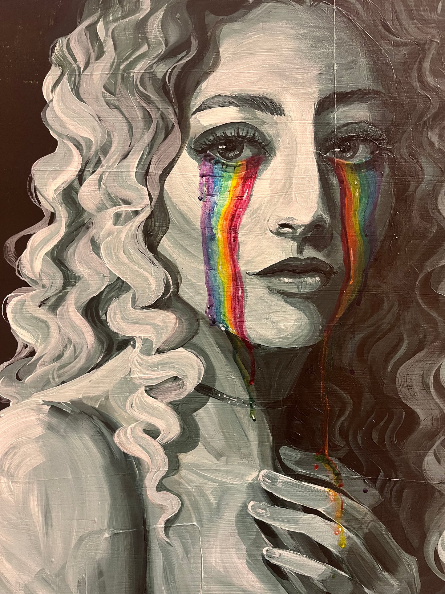 Rainbow tears acrylic painting