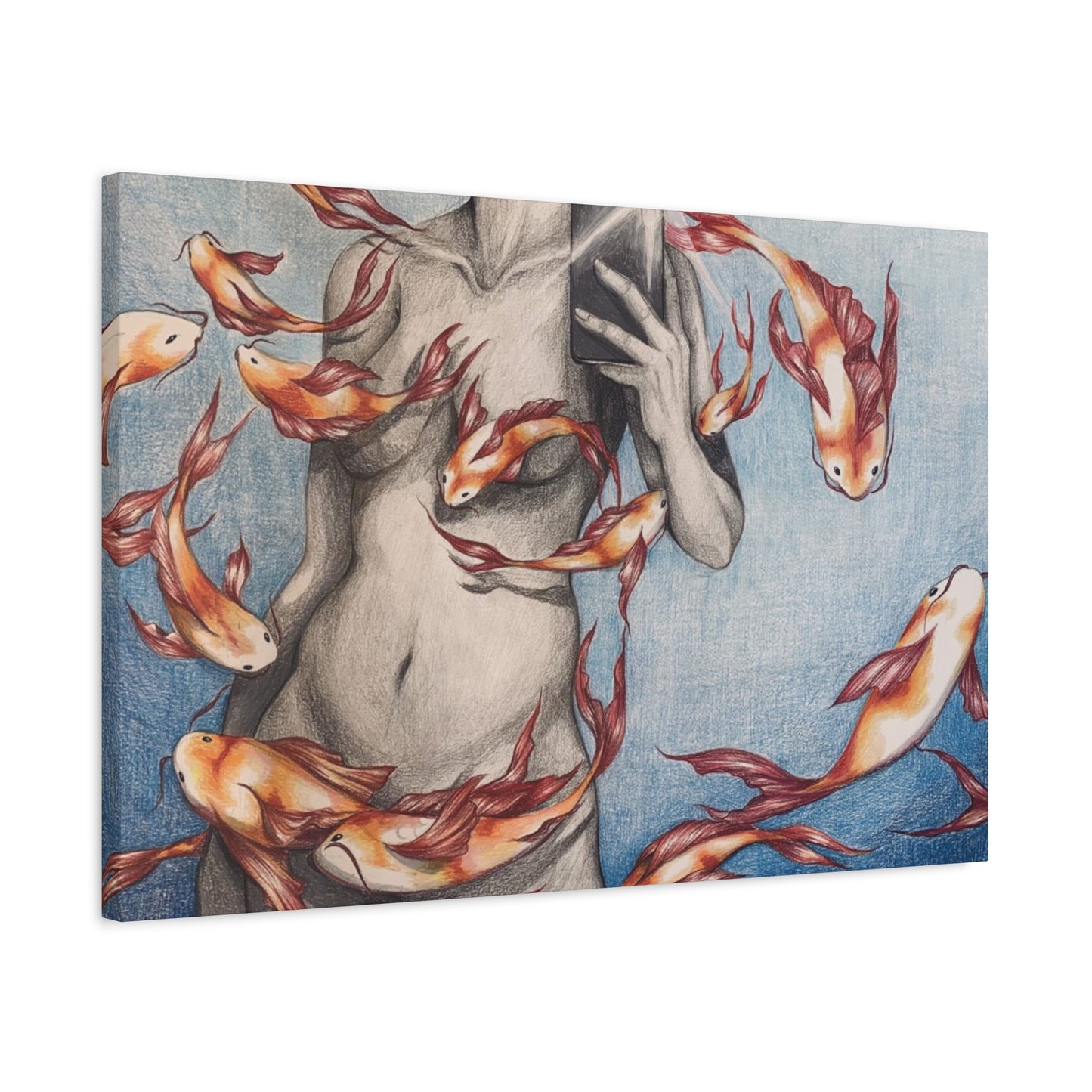 Artistic Fish-Themed Stretched Canvas