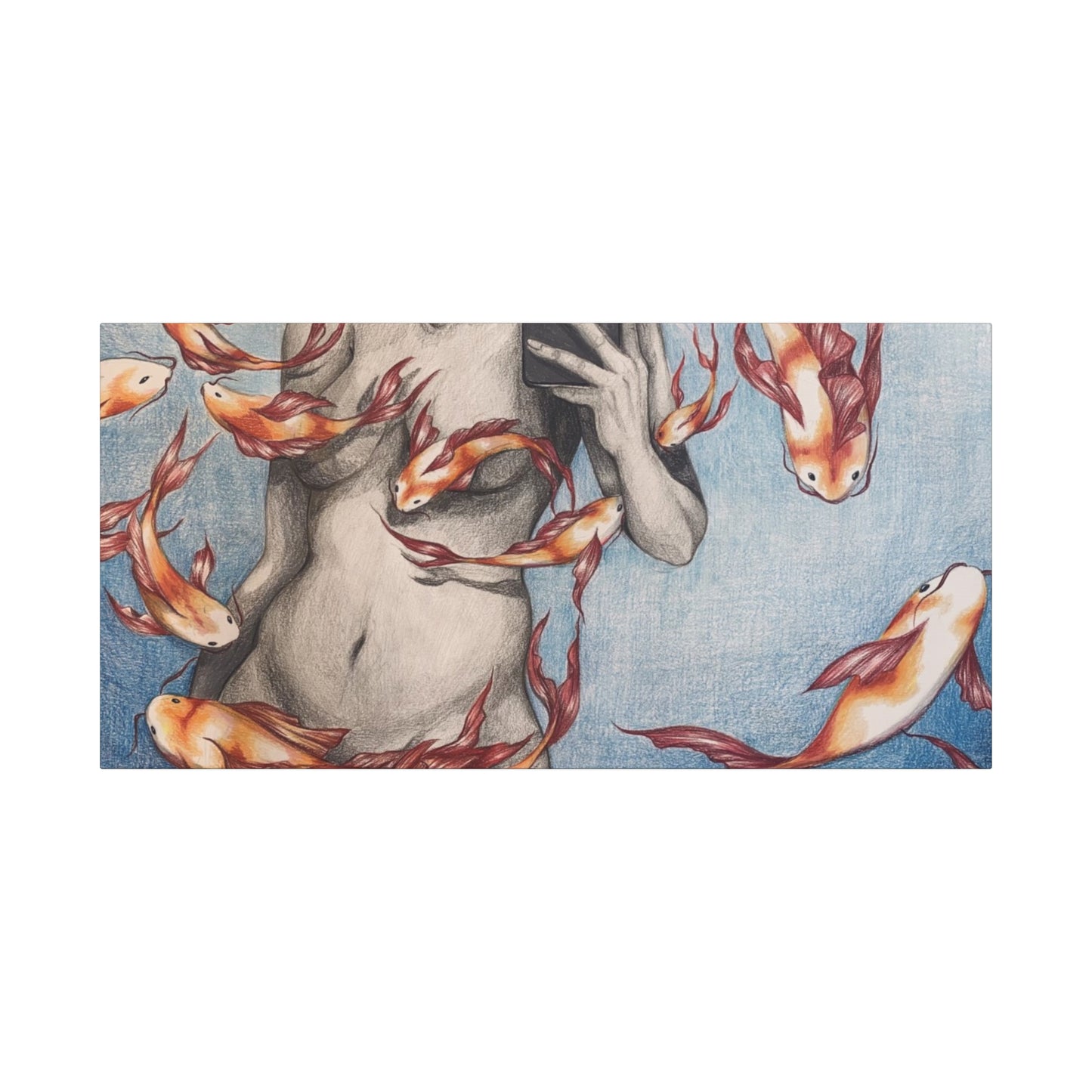 Artistic Fish-Themed Stretched Canvas