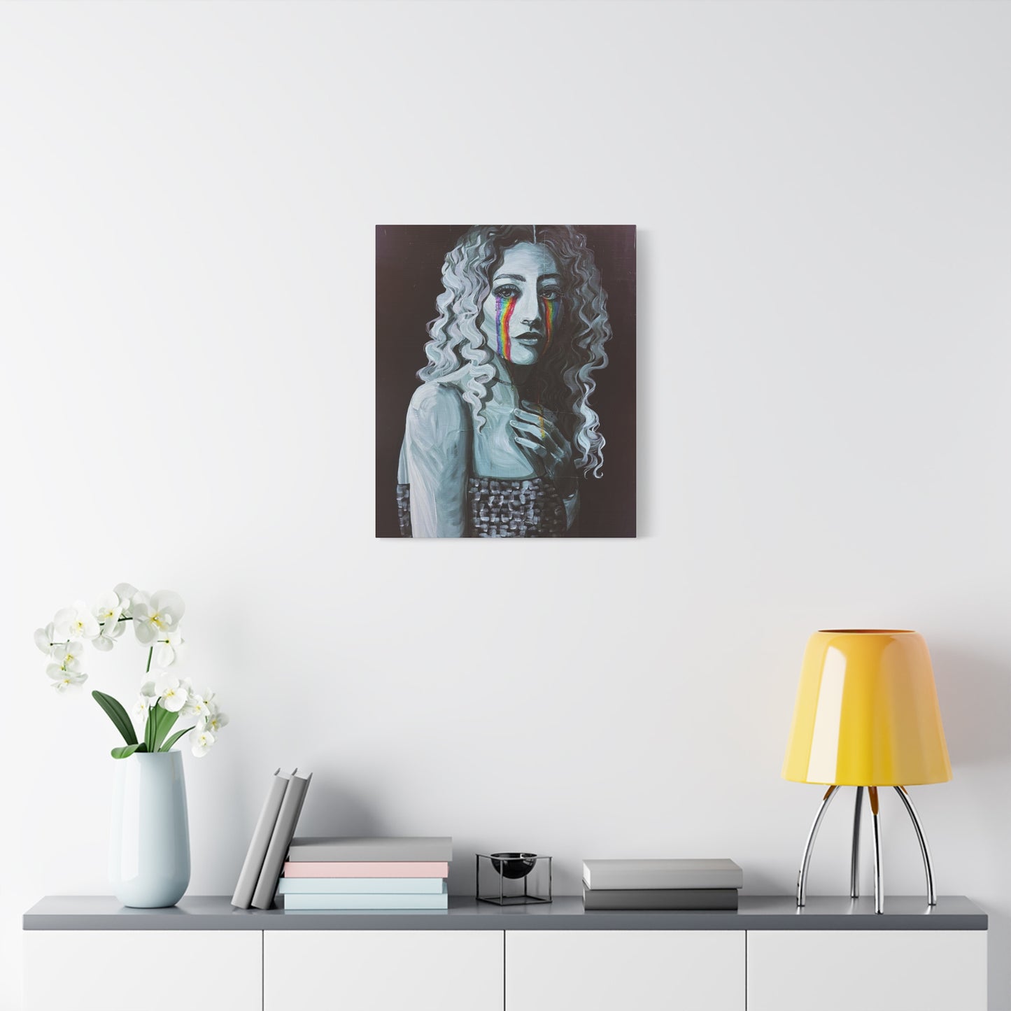 Emotional Art Canvas Print – Rainbow Tears Design