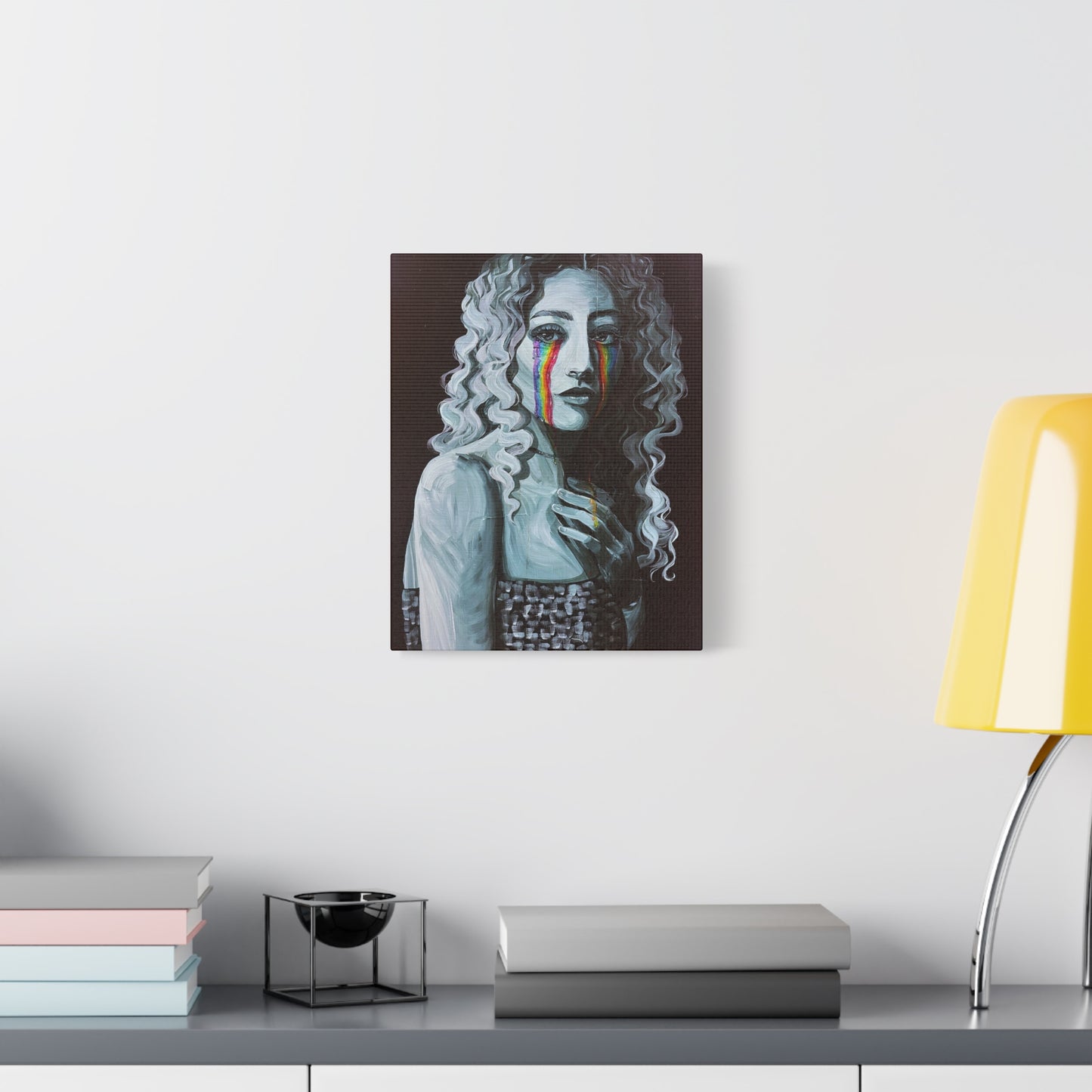 Emotional Art Canvas Print – Rainbow Tears Design
