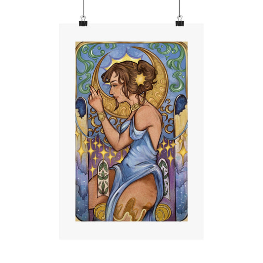 Goddess Serenity Matte Vertical Poster Art Noveau style - Art Print for Home Decor