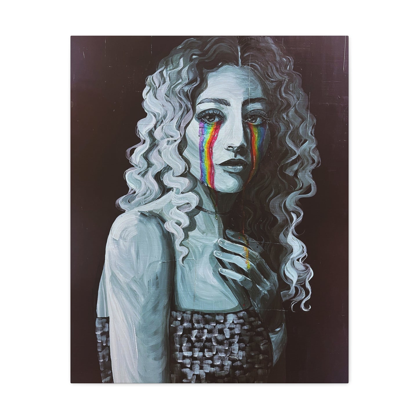 Emotional Art Canvas Print – Rainbow Tears Design