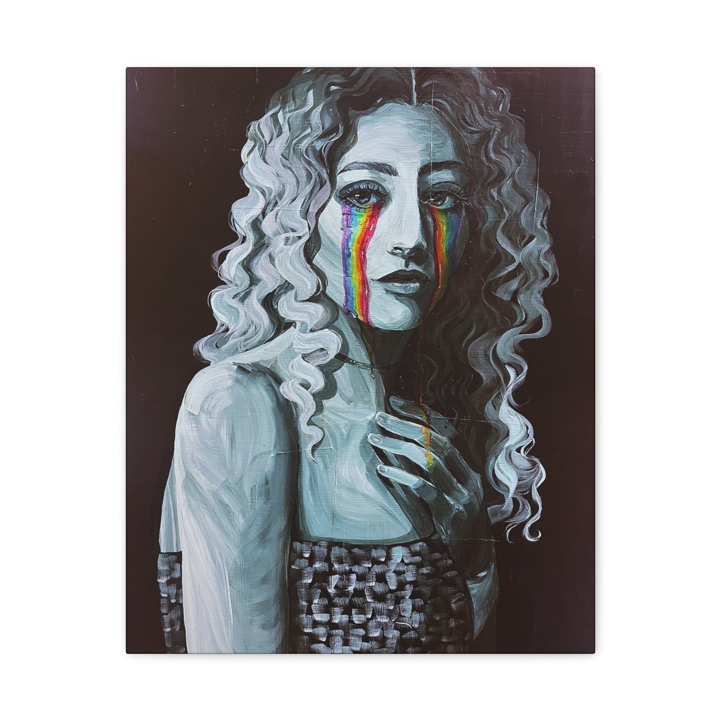 Emotional Art Canvas Print – Rainbow Tears Design
