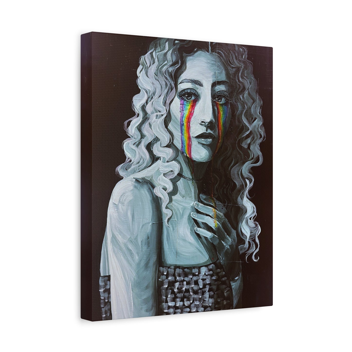Emotional Art Canvas Print – Rainbow Tears Design