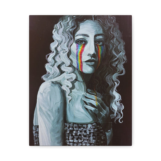 Emotional Art Canvas Print – Rainbow Tears Design