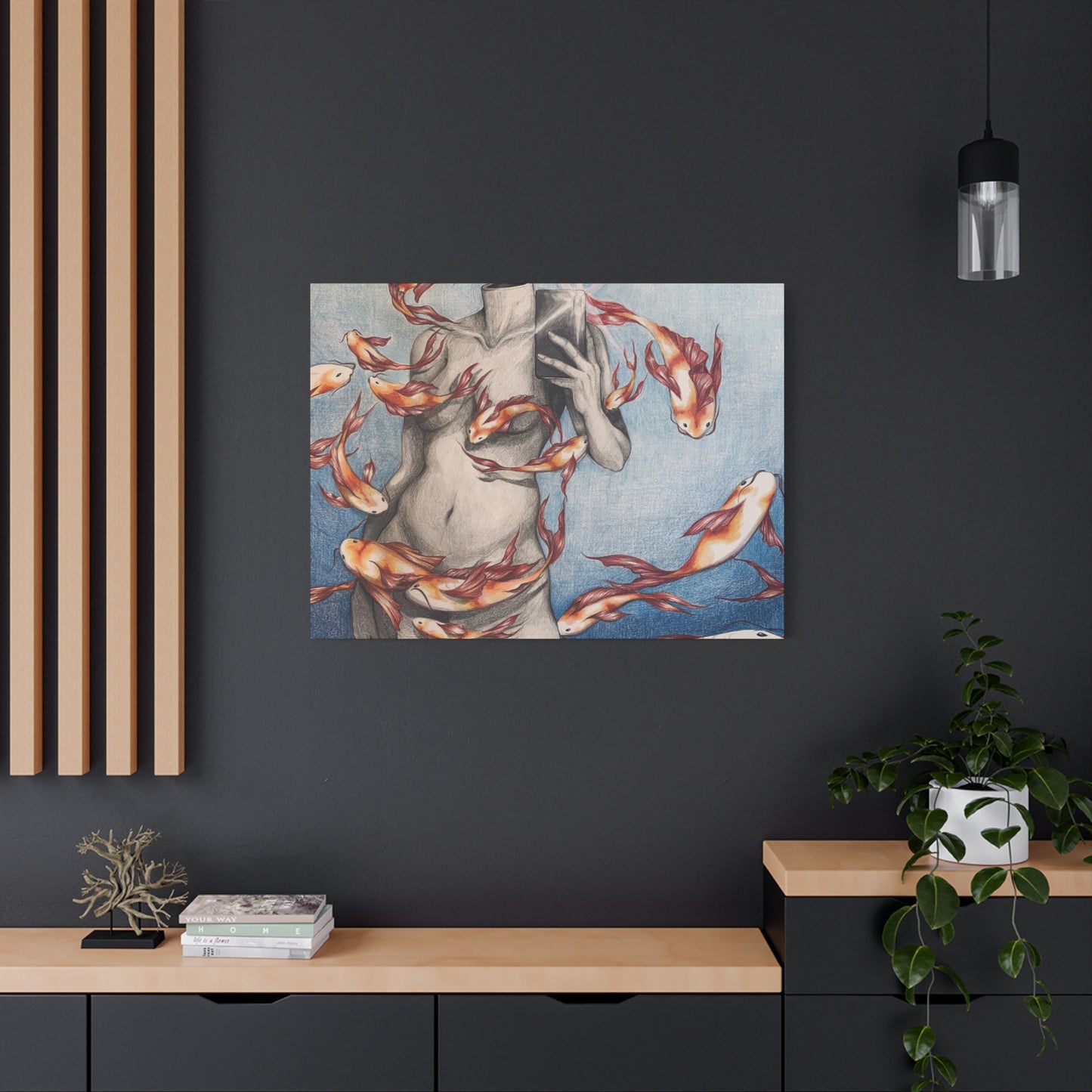 Artistic Fish-Themed Stretched Canvas