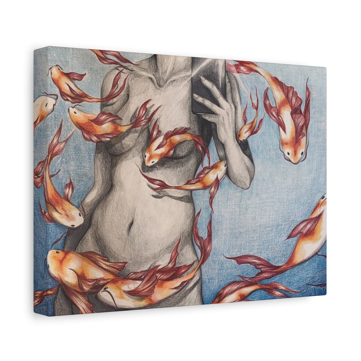 Artistic Fish-Themed Stretched Canvas
