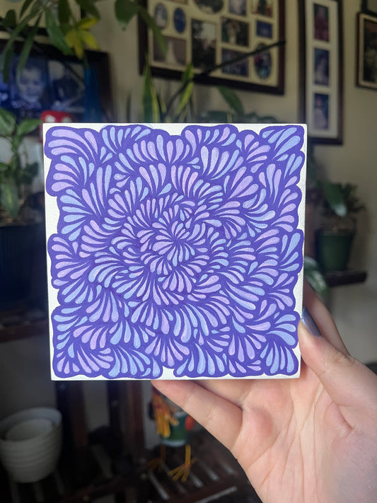 Purple groovy zentangle original acrylic painting