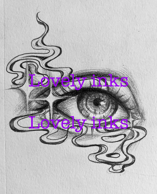 New wave eye design with sparkles