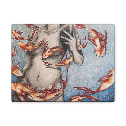 Artistic Fish-Themed Stretched Canvas