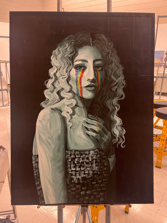 Rainbow tears acrylic painting