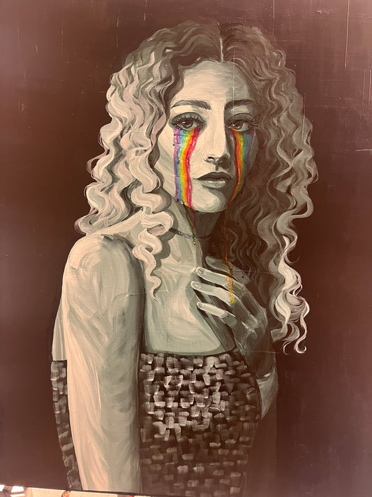 Rainbow tears acrylic painting